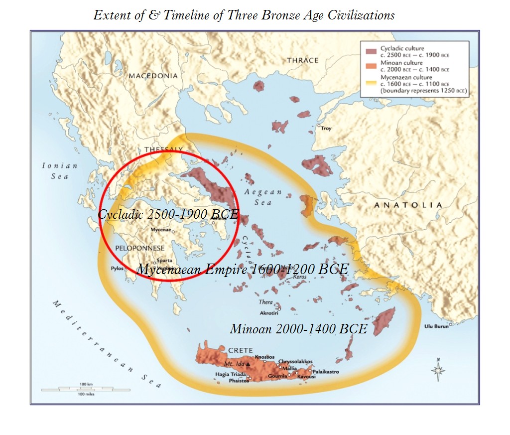 Map Of Cycladic Minoan Mycenaean Cultures 