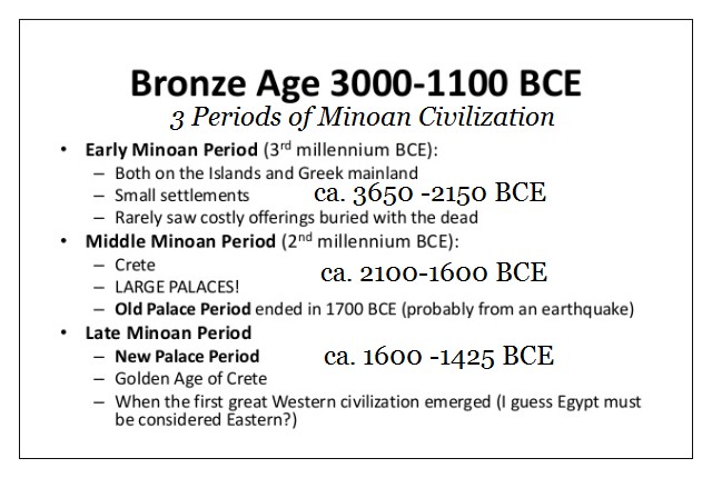 the three Periods of Minoan Civilization
